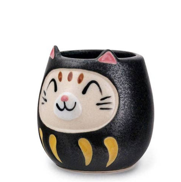 Japanese Daruma Cat Yunomi Style Tea Mug - 4 Colors