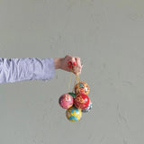 3" Round Hand-Painted Paper Mache Ball Ornament with Florals - 6 Styles