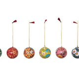 3" Round Hand-Painted Paper Mache Ball Ornament with Florals - 6 Styles