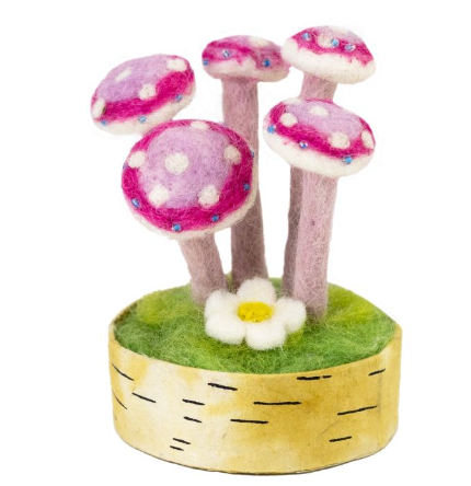 Pink Lady Felt Wool Woodland Mushroom