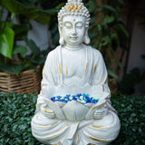 Meditating Buddha Statue with Lotus Bowl