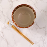 Japanese Crane Design 18oz 5.25"D Bowl With Chopsticks Set
