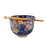 Flora Mix Design Bowl With Chopsticks Set