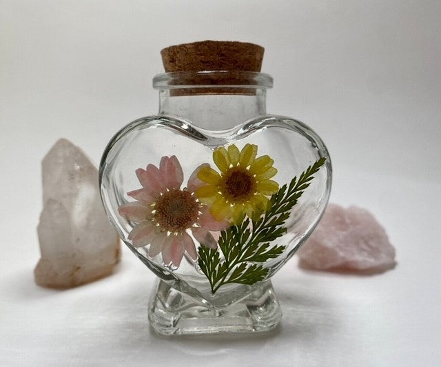 Glass Heart with Dried Flowers