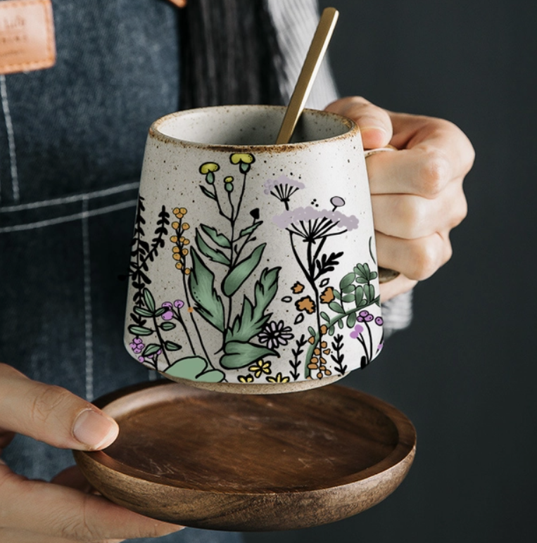 Floral Harmony Stoneware Mug
