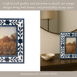 4 x 6 Blue Resin & Wood Floral Petals Frame