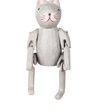 Moveable Wood Cat Figurine