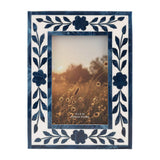 4 x 6 Blue Resin & Wood Floral Petals Frame
