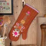 Rust Folk Flower Bake Happy Double-Sided Oven Mitt