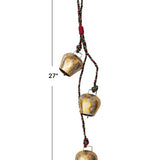 27"H Hanging Metal Bells w/ Braided Jute Hanger