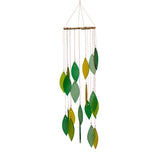 Green & Amber Spiral Leaf Tumbled Glass Wind Chime