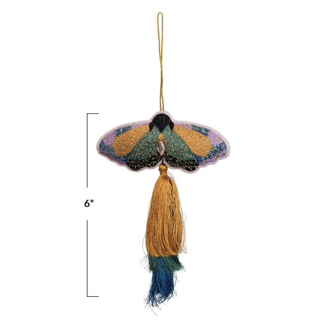 6"H Cotton Embroidered Butterfly Ornament with Tassel