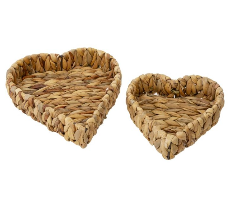 Natural Woven Heart Baskets - 3 Sizes