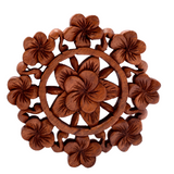 Circular Floral Wood Wall Relief Panel from Indonesia
