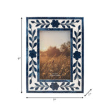 4 x 6 Blue Resin & Wood Floral Petals Frame