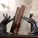 Cast Iron Pushing Rabbit Bookends