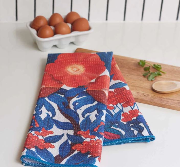 Icelandic Blue Poppies Tea Towel