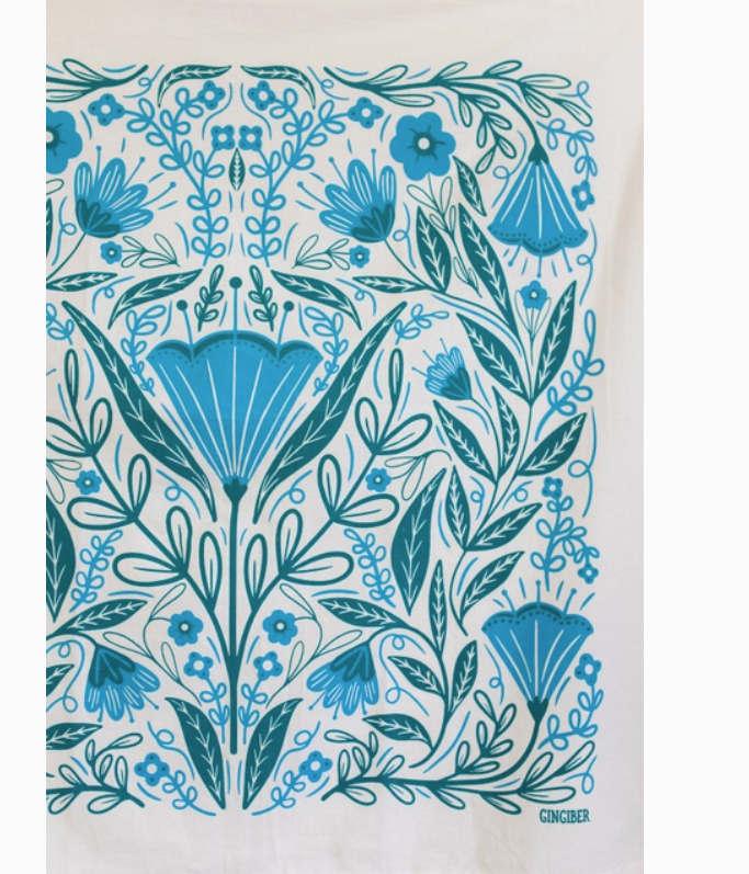 Blue Blossoms Tea Towel