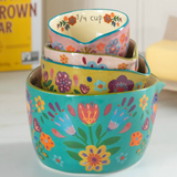 Ceramic Nesting Measuring Cups - Folk Flower