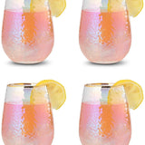 Lustered Iridescent Stemless Wine Glasses
