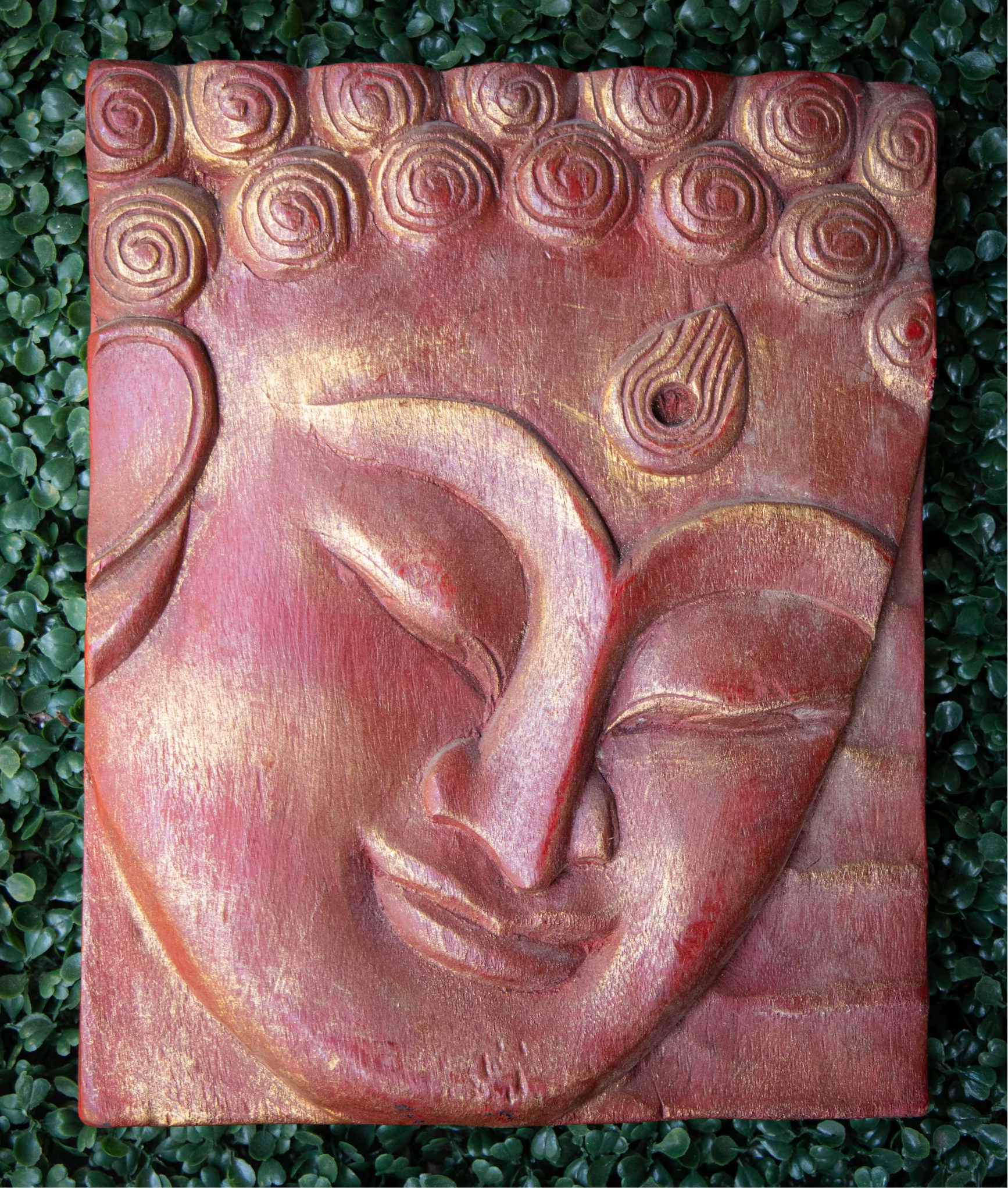 Wood Carved Buddha Panel