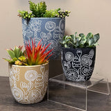 Large Floral Engraved Planter