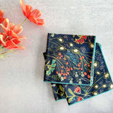 Pretty Peacock Cloth Cocktail Napkins - Set of 4
