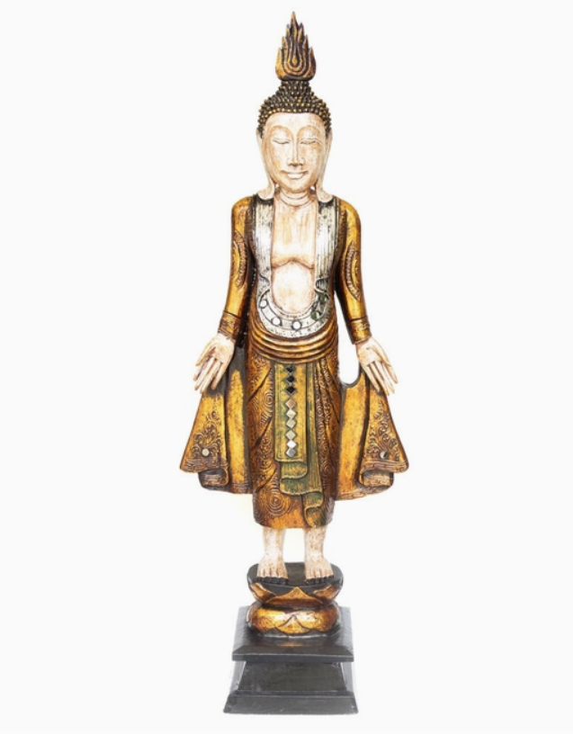Gold Albasia Wood Buddha Ornament Statue