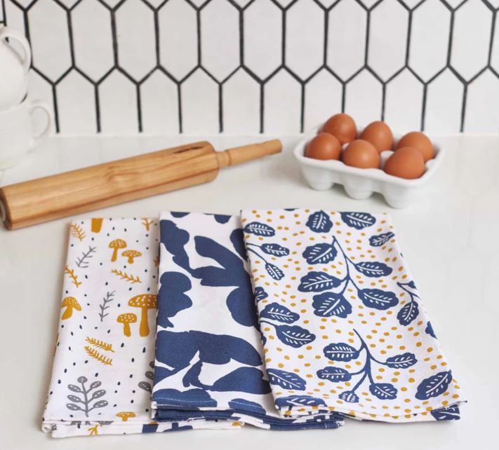 Scandi Cotton Kitchen Towels - Set of 3