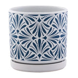 Blue & White Patterned Planter with Saucer