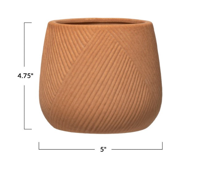 Large TerraCotta Engraved Stoneware Planter - 2 Sizes