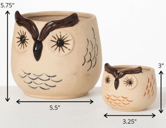 Kitschy Brown Owl Planters - 2 Sizes