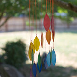 Rainbow Spiral Leaf Tumbled Glass Wind Chime