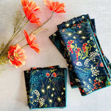 Pretty Peacock Cloth Cocktail Napkins - Set of 4