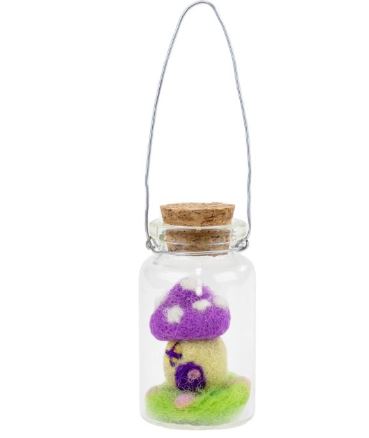 Tiny Mushroom House Felted Wool Bottle