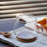 Glass Coffee Mugs with Bamboo Lid and Spoon