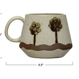 20 oz. Hand-Painted Stoneware Mug with Trees