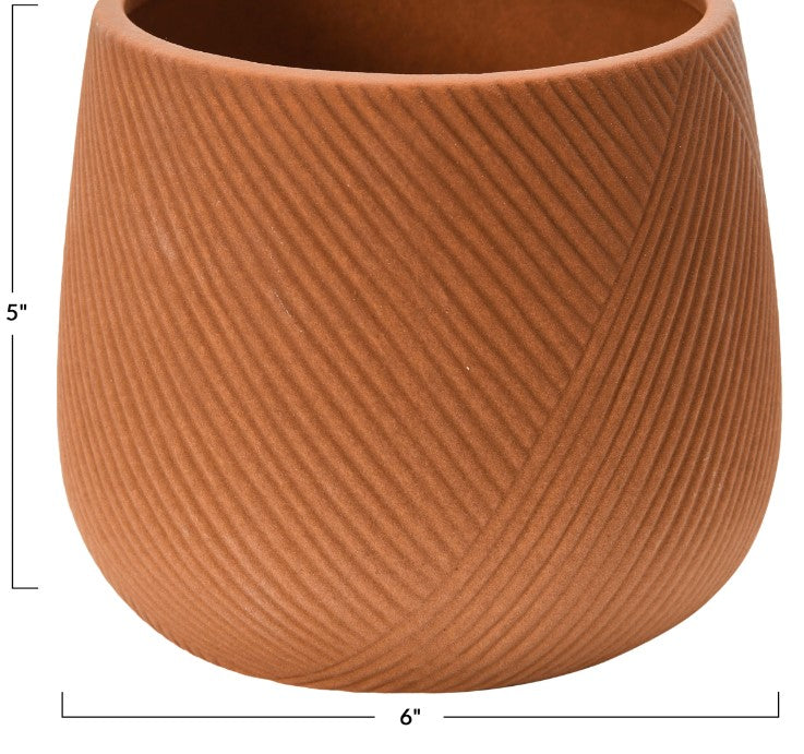 Large TerraCotta Engraved Stoneware Planter - 2 Sizes