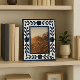 4 x 6 Blue Resin & Wood Floral Petals Frame