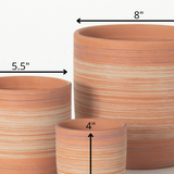 Striped Ceramic Planters - 3 Sizes