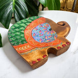 Elephant Hand Painted Wooden Carving