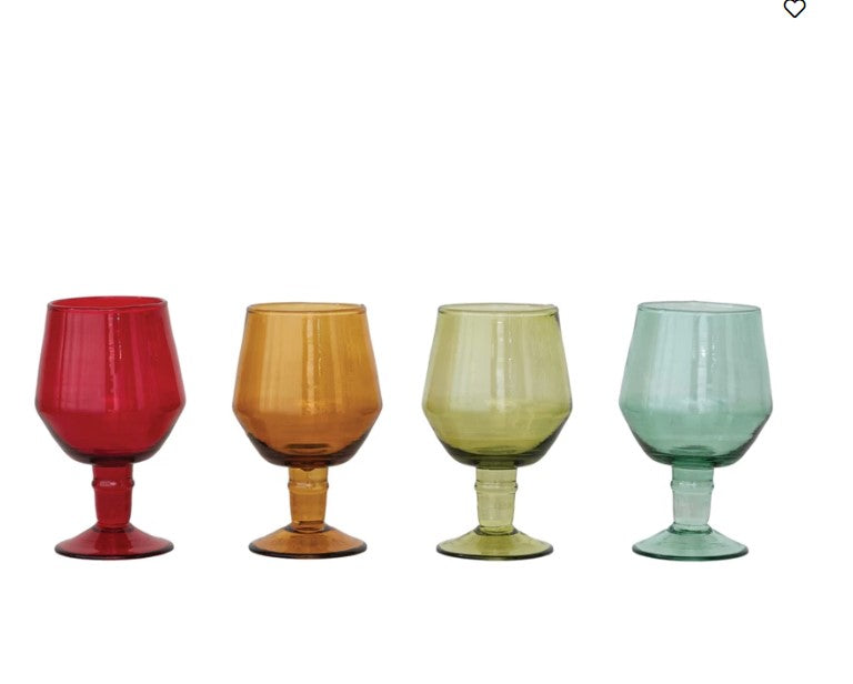 Recycled Glass Stemmed Wine Glass - 4 Colors
