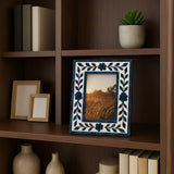 4 x 6 Blue Resin & Wood Floral Petals Frame