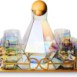Diamond Iridescent Decanter, Tray & Glasses Set