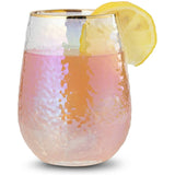 Lustered Iridescent Stemless Wine Glasses