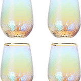 Lustered Iridescent Stemless Wine Glasses