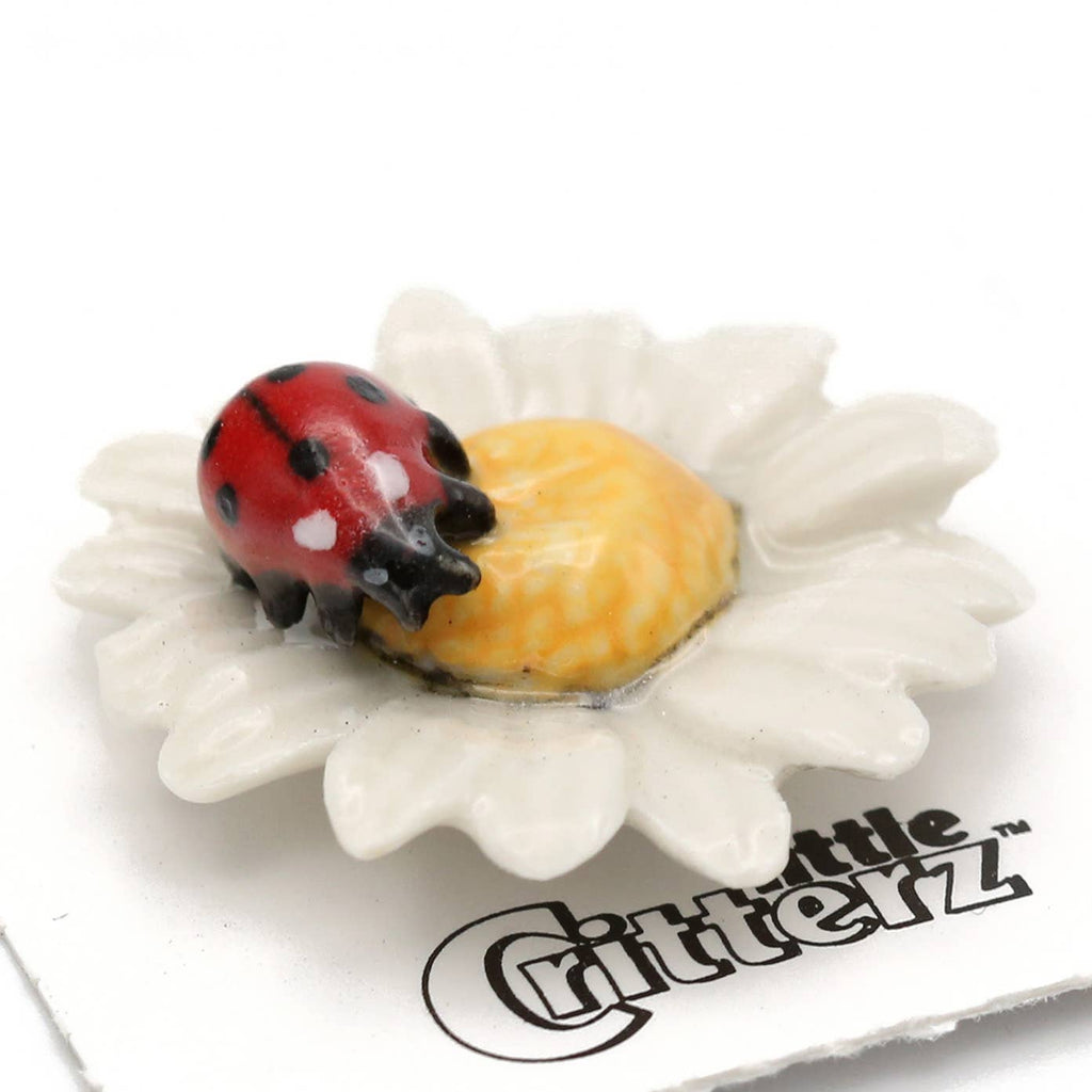 Daisy Ladybug On Flower Porcelain Miniature