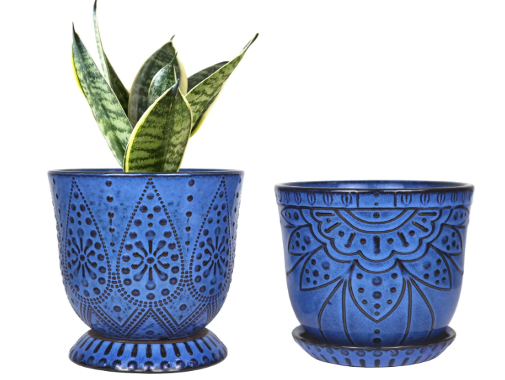 Beaded Ceramic Planter - 2 Colors/2 Sizes