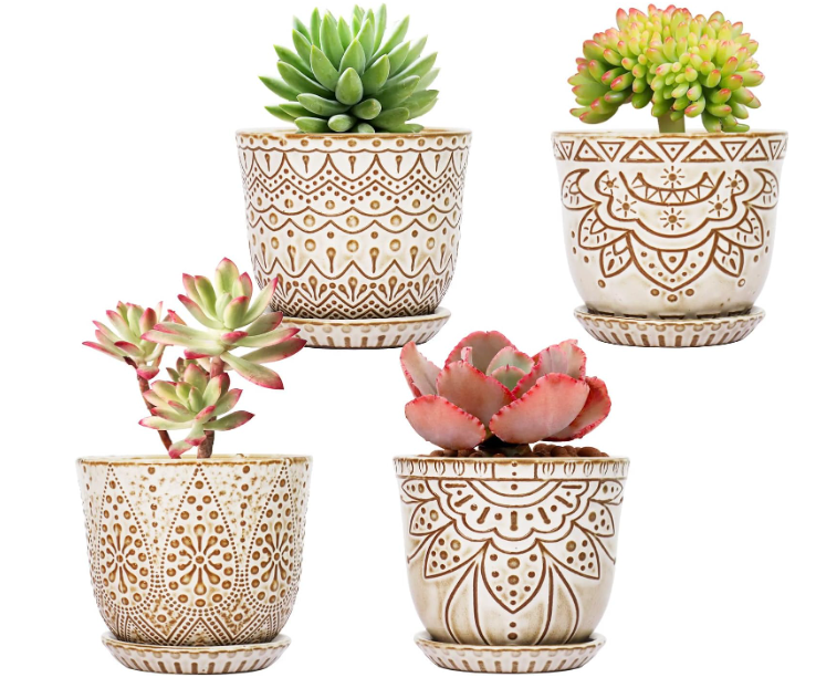 Beaded Ceramic Planter - 2 Colors/2 Sizes