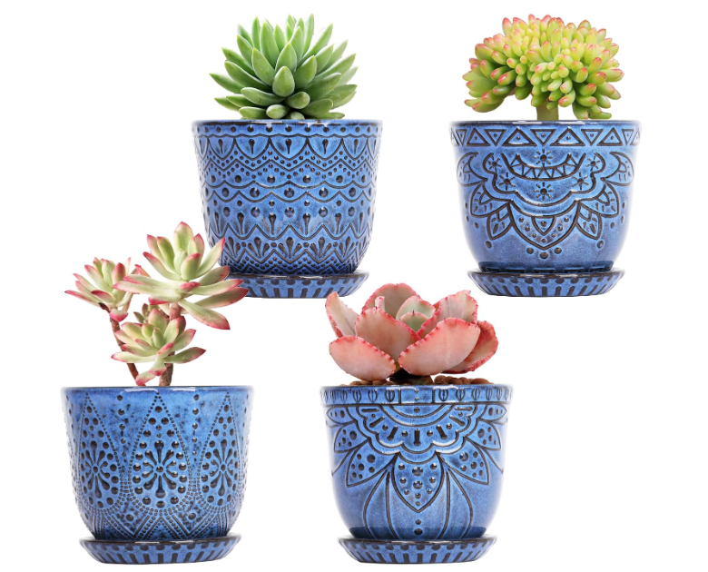 Beaded Ceramic Planter - 2 Colors/2 Sizes